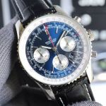Breitling Navitimer Clone 43MM B01 Movement Black Bracelet Blue Wrist Watch